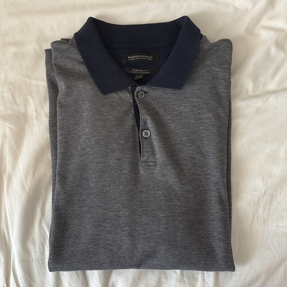 BANANA REPUBLIC | Navy and Gray Polo Shirt